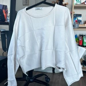 White ZARA Cropped Knit Sweater